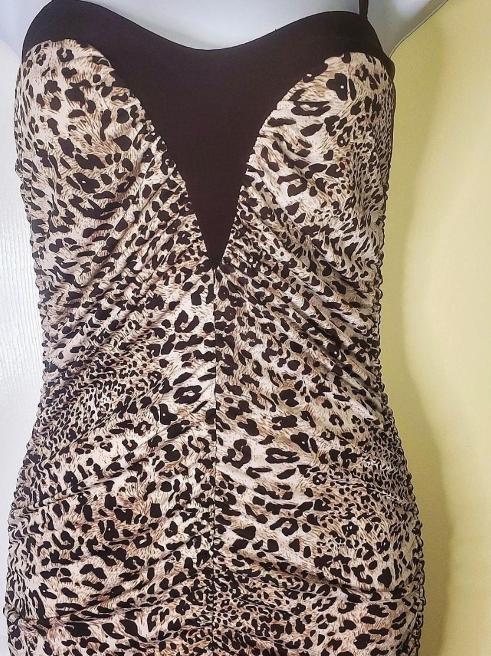 🐆 Touch Me NWT Leopard Print Ruched Bodycon Mini Dress | Size M 🐆